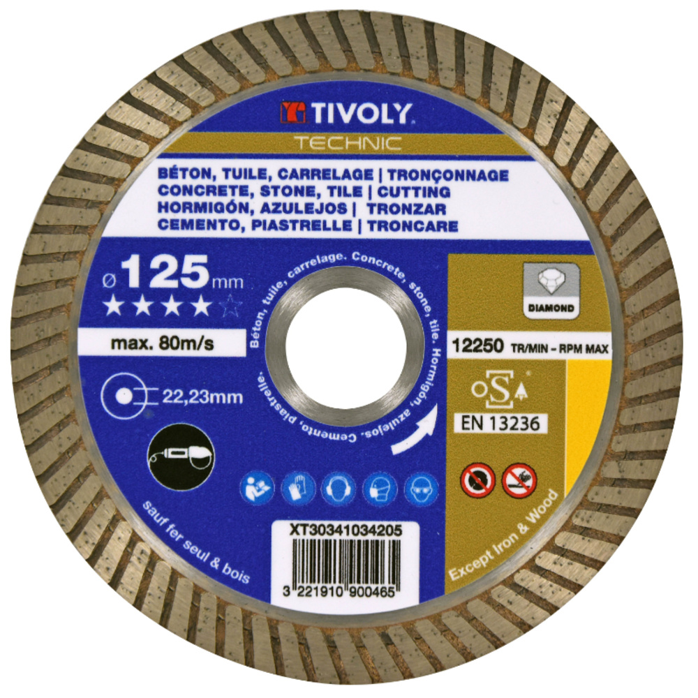 Disque DIAMANT -MULTI MATERIAUX -Gamme Best Sellers / Ø: 125 / Ep: 1.5 TIVOLY - XT30341034205