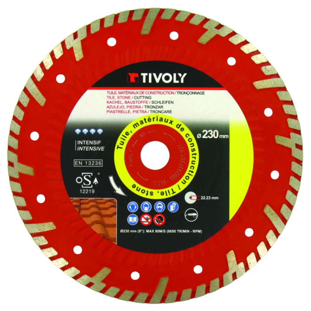 Disque DIAMANT-BETONS/TUILES -Gamme Haute Performance / Ø: 230 / Ep: 2.8 TIVOLY - XT30341034212