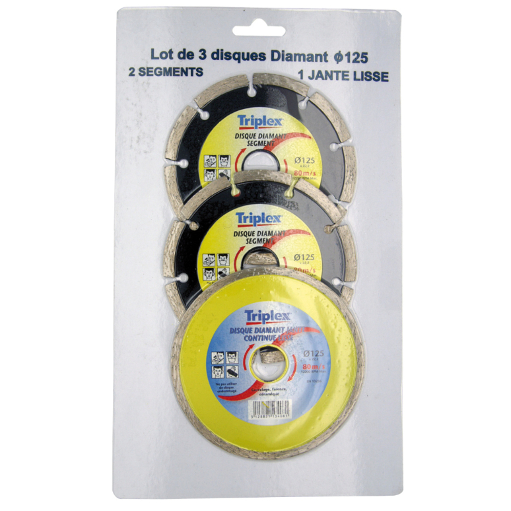 Lot 3 Disques Diamant Ø125mm (Blister) / Ø: 125 / Ep: 2-1,6 TIVOLY - XT30342090325