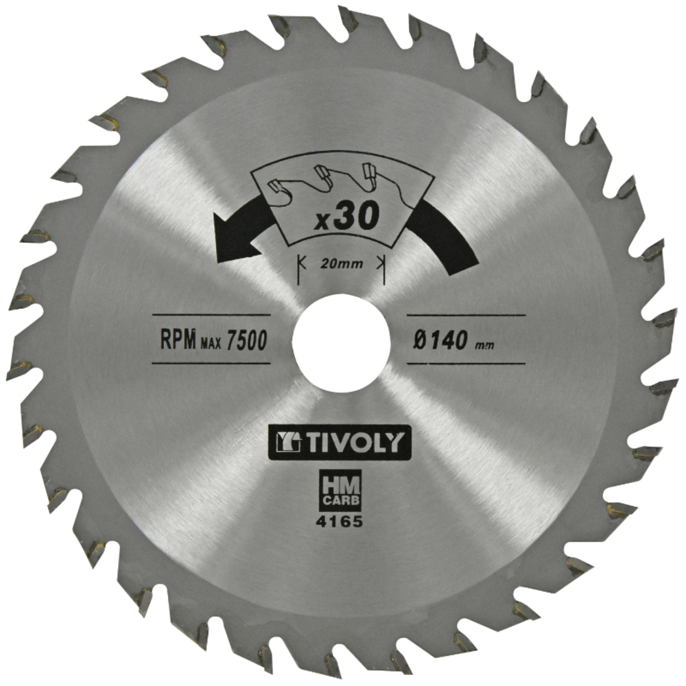 Lame de scie circulaire -Finition - Pour Bois dur, stratifié, parquet -Pour scie portative Ø: 140 x Ø2: 20 x Z: 30 TIVOLY - XT50514004165