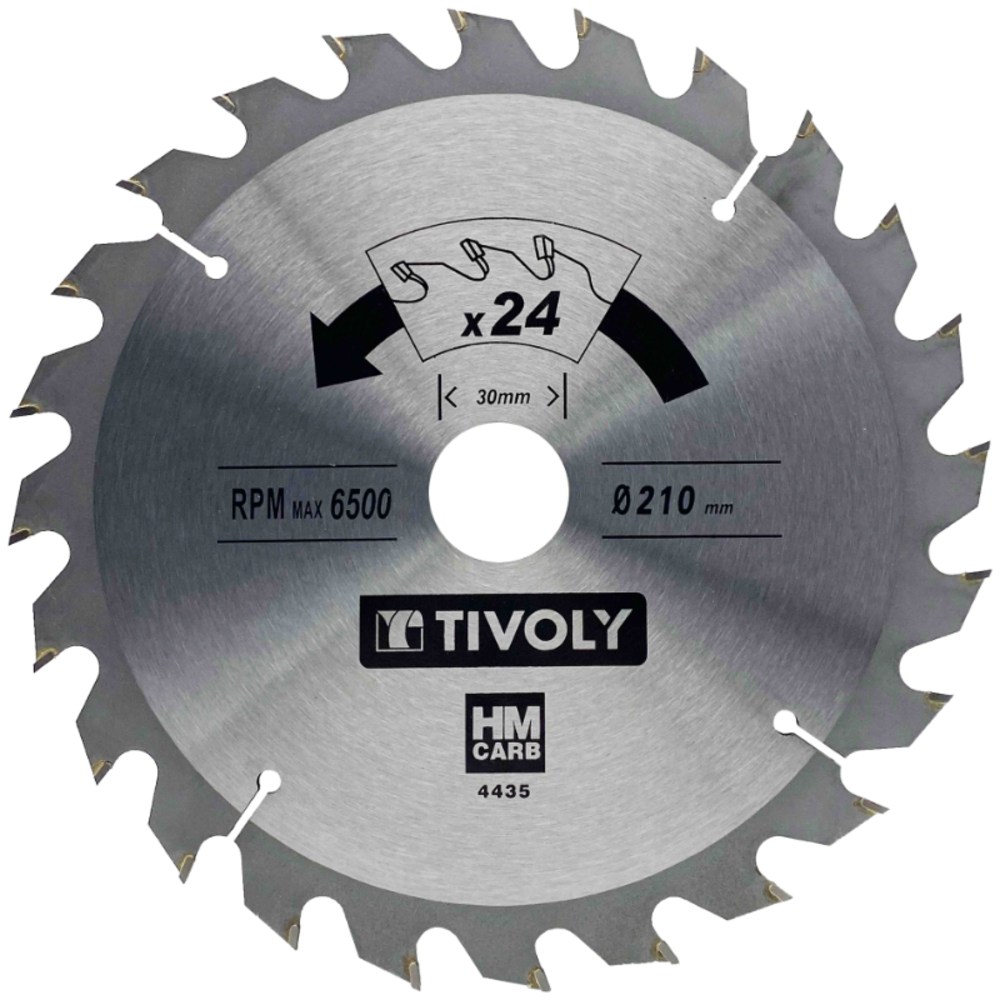 Lame de scie circulaire -Débit - Pour Bois et plâtre -Pour scie portative Ø: 210 x Ø2: 30 x Z: 24 TIVOLY - XT50514004435