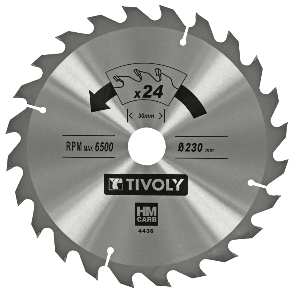 Lame de scie circulaire -Débit - Pour Bois et plâtre -Pour scie portative Ø: 230 x Ø2: 30 x Z: 24 TIVOLY - XT50514004436