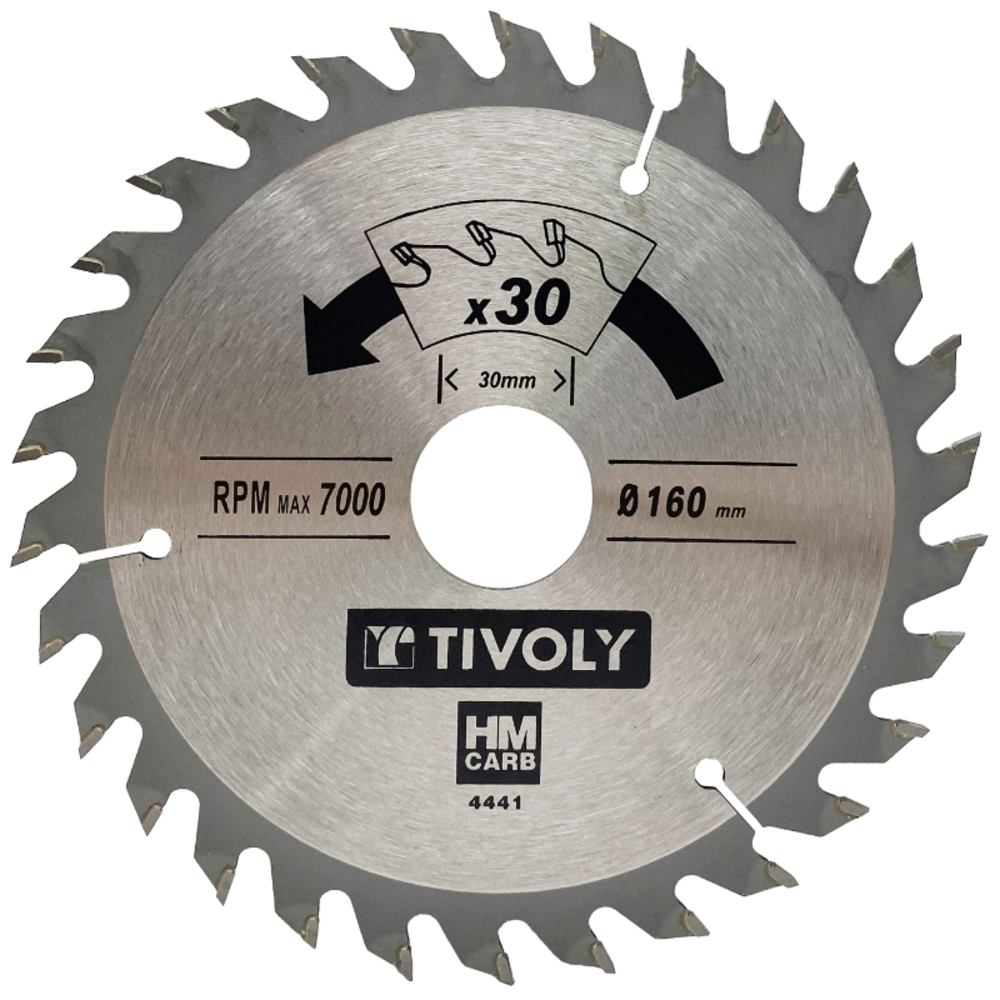 Lame de scie circulaire -Finition - Pour Bois dur, stratifié, parquet -Pour scie portative Ø: 160 x Ø2: 30 x Z: 30 TIVOLY - XT50514004441