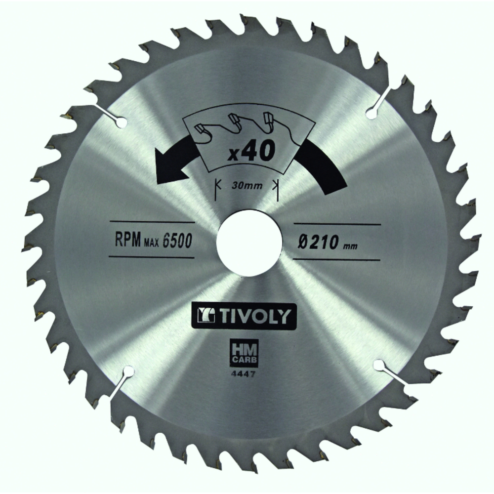 Lame de scie circulaire -Finition - Pour Bois dur, stratifié, parquet -Pour scie portative Ø: 210 x Ø2: 30 x Z: 40 TIVOLY - XT50514004447