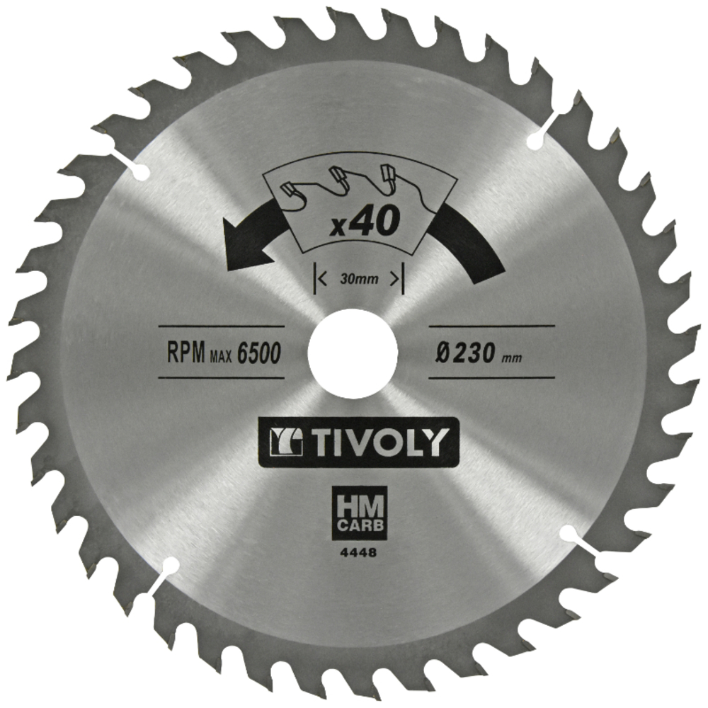 Lame de scie circulaire -Finition - Pour Bois dur, stratifié, parquet -Pour scie portative Ø: 230 x Ø2: 30 x Z: 40 TIVOLY - XT50514004448