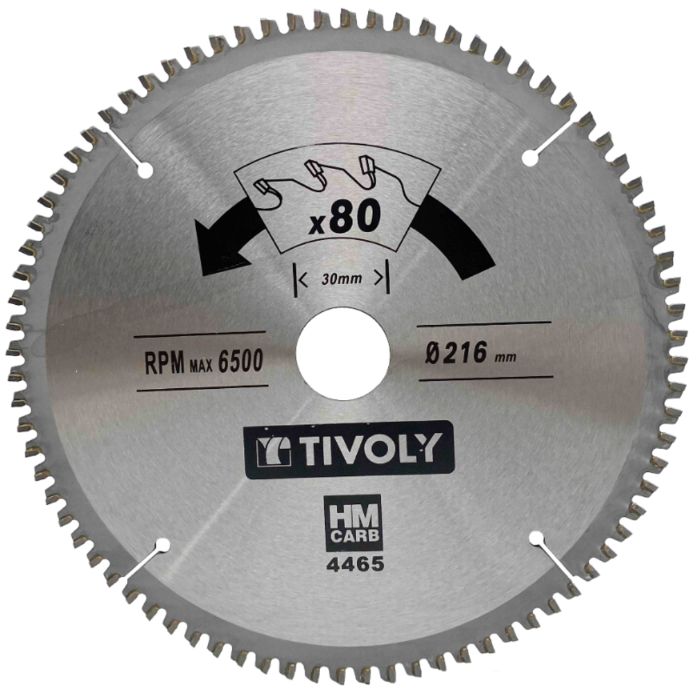 Lames de scie circulaire -Finition -Pour plastique, aluminium, bois durs -Pour scie portative Ø: 190 x Ø2: 30 x Z: 60 TIVOLY - XT50514004462