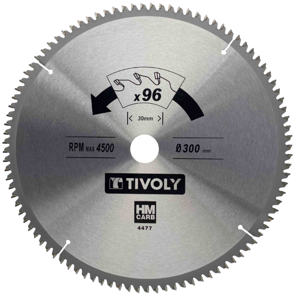 Lame de scie circulaire -Finition - Pour Bois dur, stratifié, parquet -Pour scie radiale Ø: 300 x Ø2: 30 x Z: 96 TIVOLY - XT50514004477