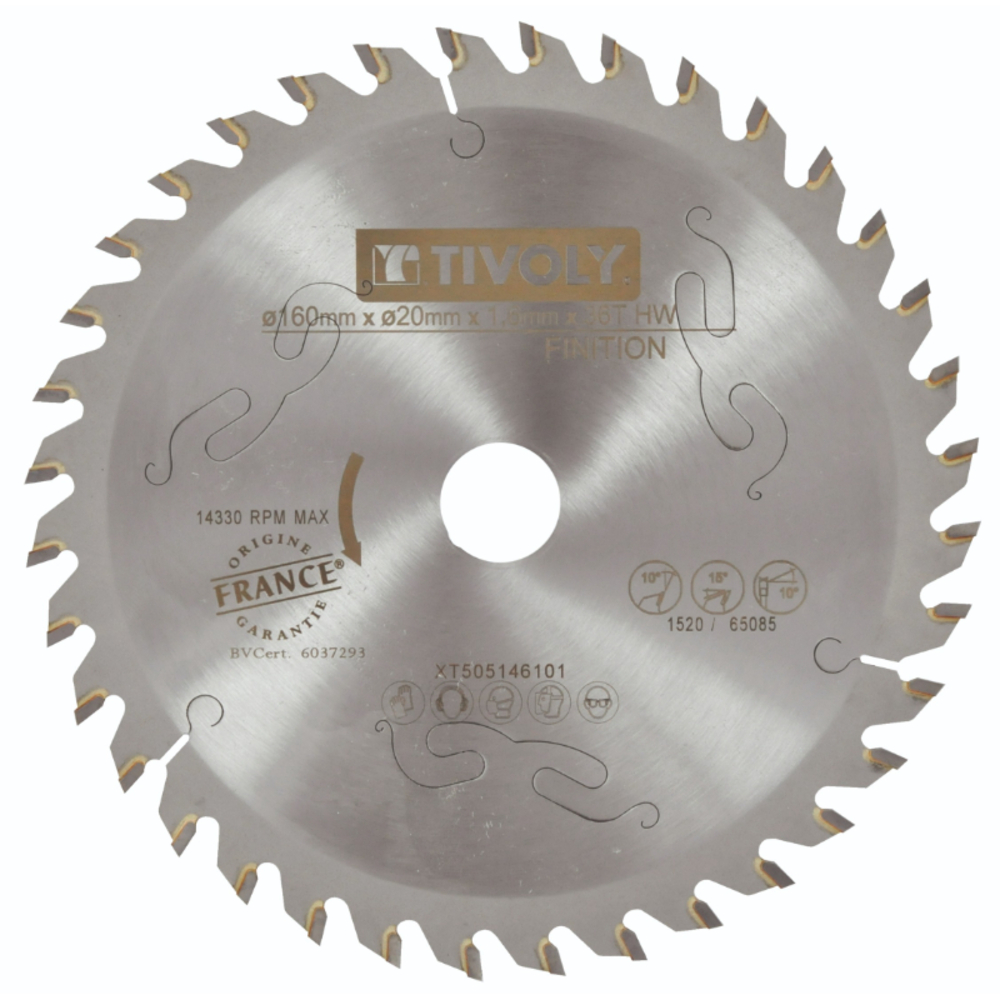 Lames de scie circulaire -Finition -Pour bois -Pour scie portative Ø: 160 x Ø2: 20 x Z: 36 TIVOLY - XT505146101