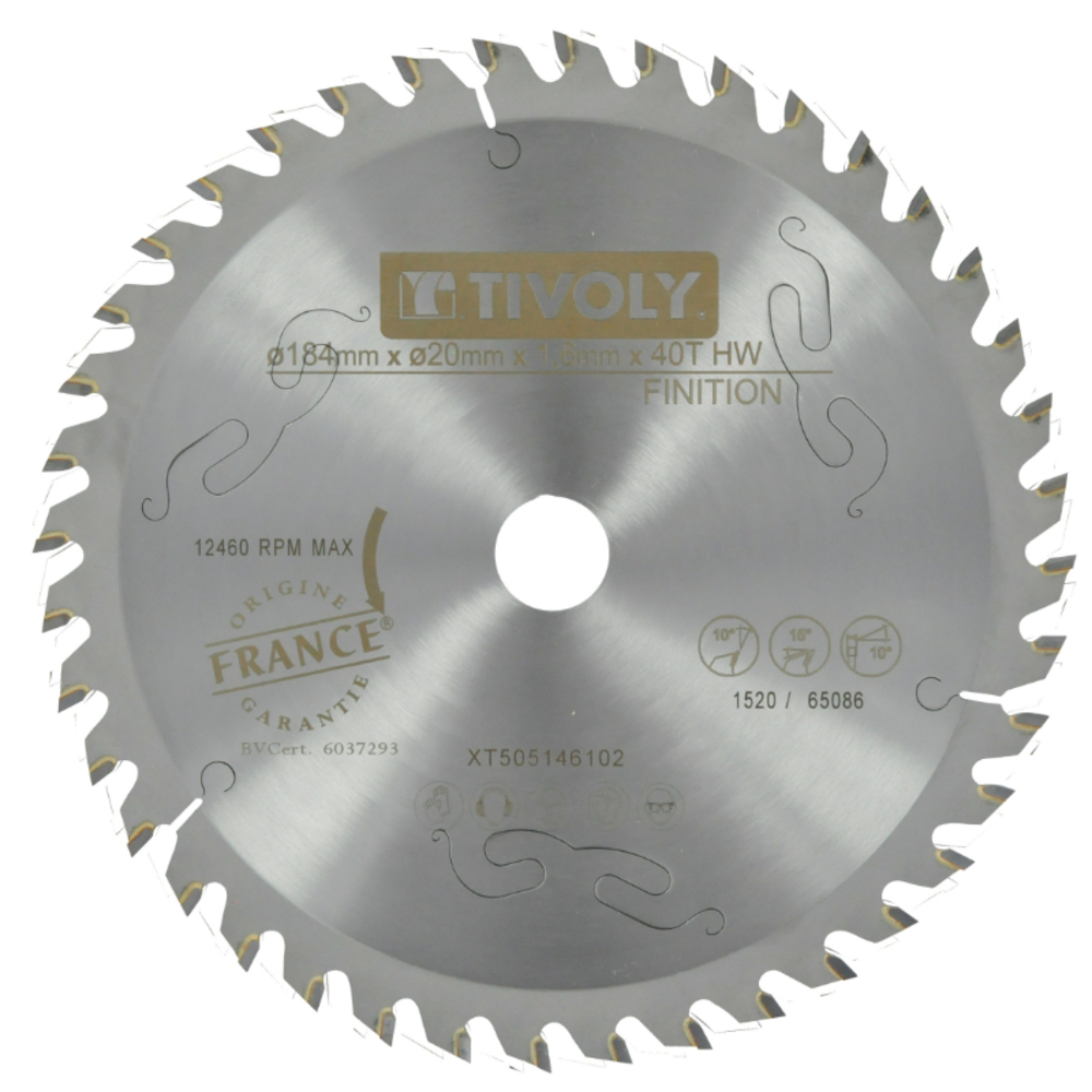 Lames de scie circulaire -Finition -Pour bois -Pour scie portative Ø: 184 x Ø2: 20 x Z: 40 TIVOLY - XT505146102