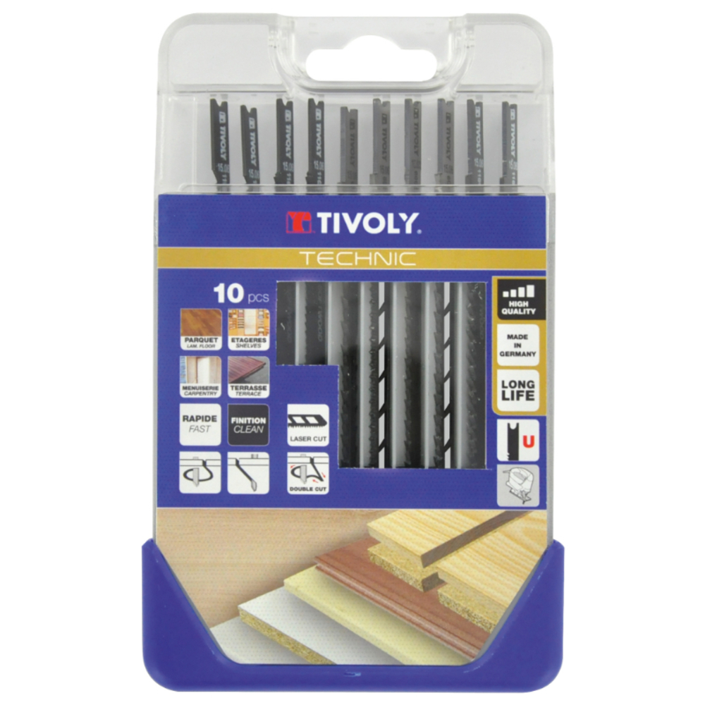 10 lames de scie sauteuse pour le bois et mélaminés -Attache U TIVOLY - XT505370001