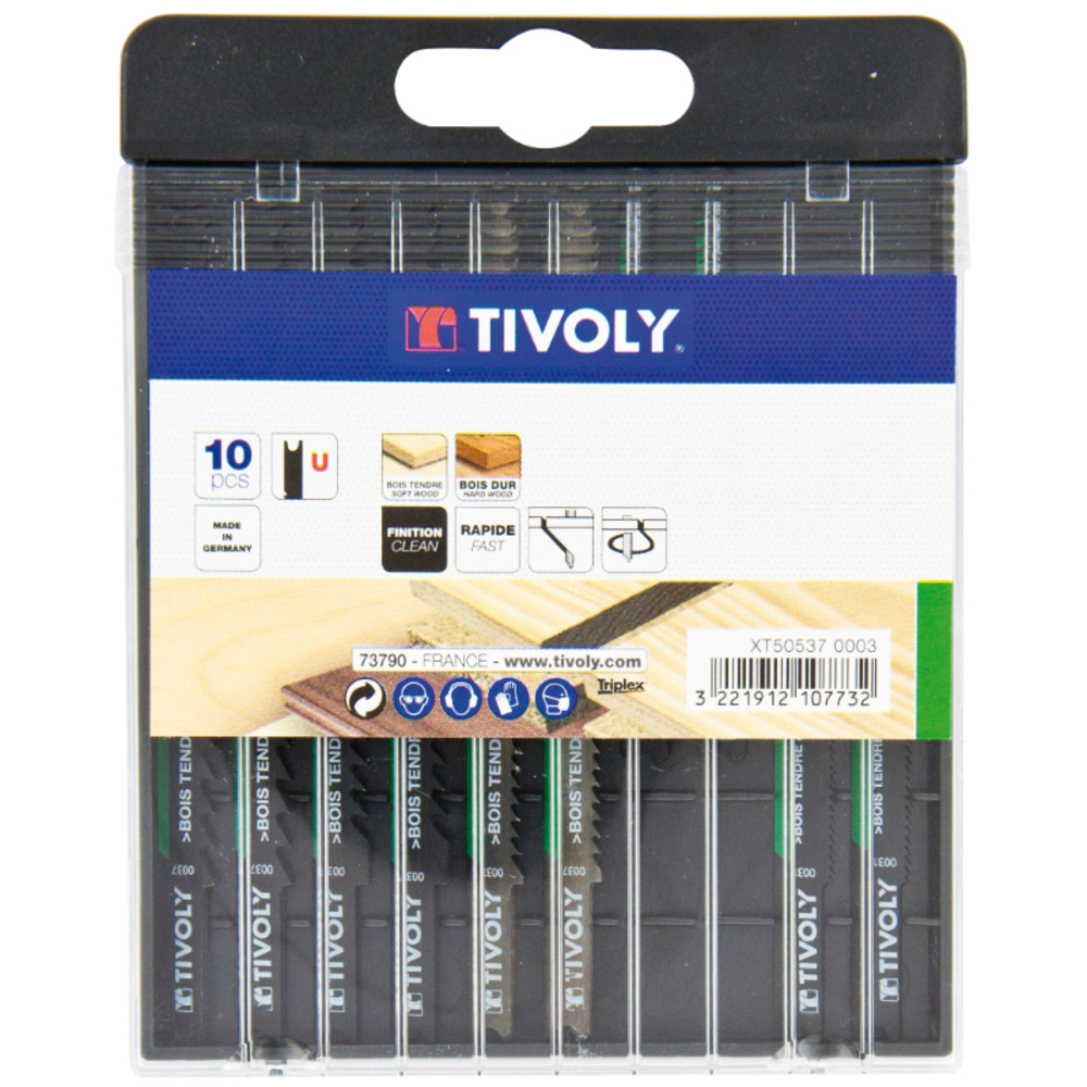 10 lames de scie sauteuse pour le bois tendre et dur -Attache U TIVOLY - XT505370003