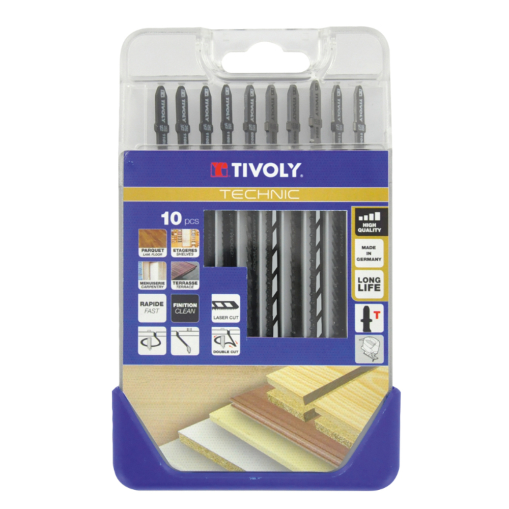 10 lames de scie sauteuse pour le bois et mélaminés -Attache T TIVOLY - XT505570001