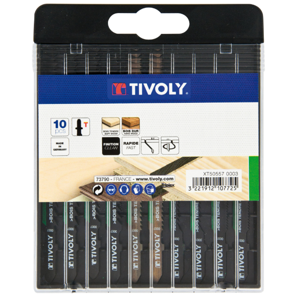 10 lames de scie sauteuse pour le bois tendre et bois dur -Attache T TIVOLY - XT505570003