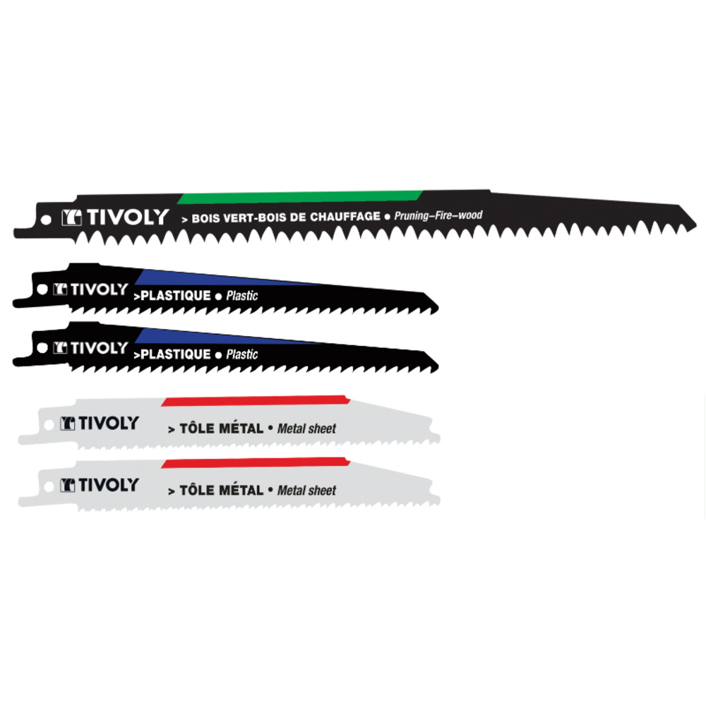 5 lames de scie sabre pour le métal, le plastique et l'élagage TIVOLY - XT505820001