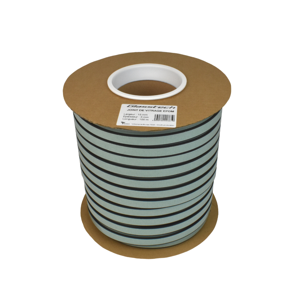 6 rouleaux de 100m joint d'étanchéité GLASSTECH noir 15x3mm TRAMICO - 2876820100