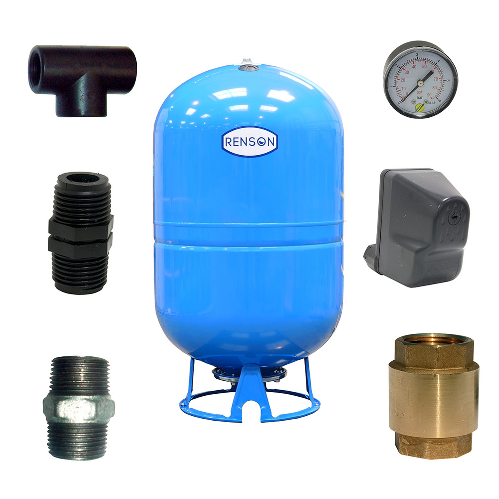 KIT RESERVOIR VERTICAL 200L POUR POMPE FORAGE 1''1/4 - RENSON - 103299