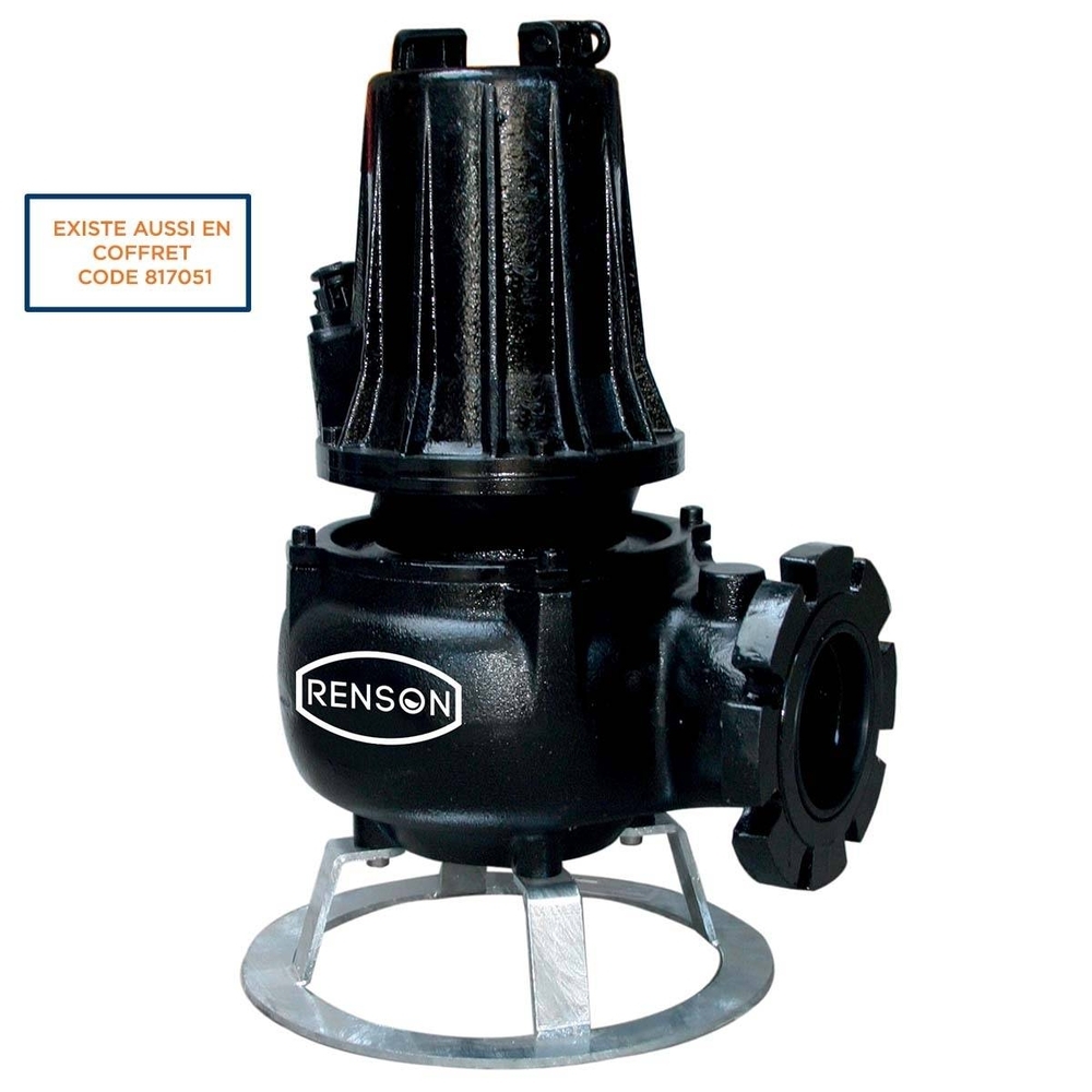 POMPE RELEVAGE TRI FONTE ROUE  MONOCANALE 4KW DN65 SUR SOCLE - RENSON - 111050