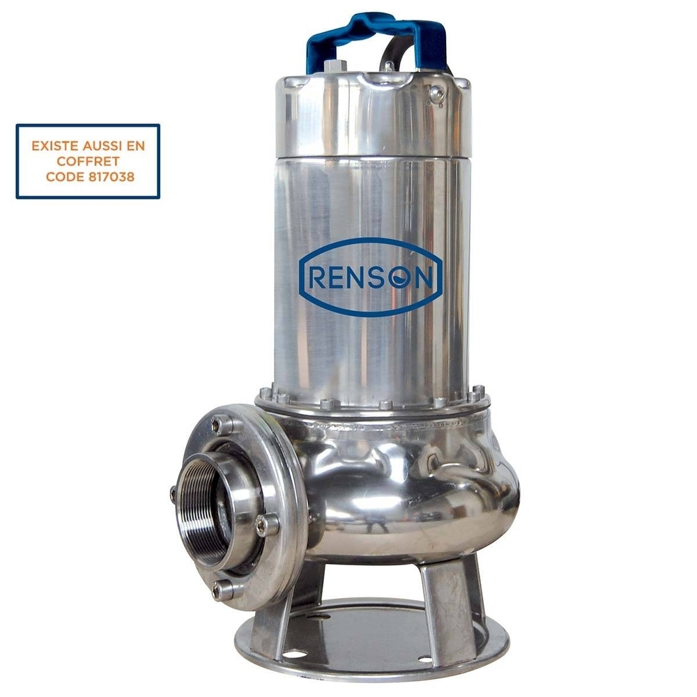 POMPE DE RELEVAGE 230V VORTEX 1,1KW INOX EAUX CHARGEES - RENSON - 111071