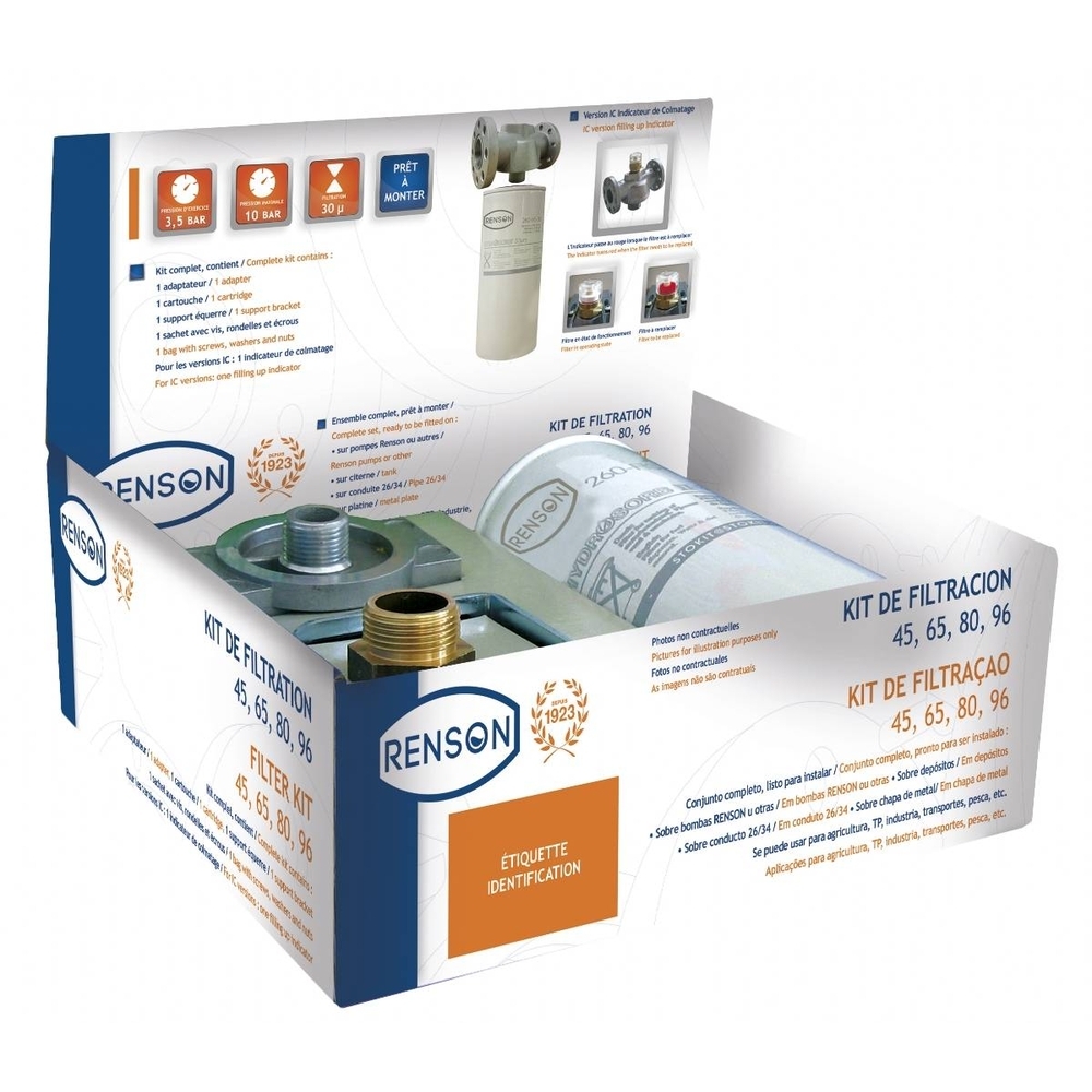KIT FILTRATION 80L/MIN AVEC INDICATEUR DE COLMATAGE - RENSON - 142003
