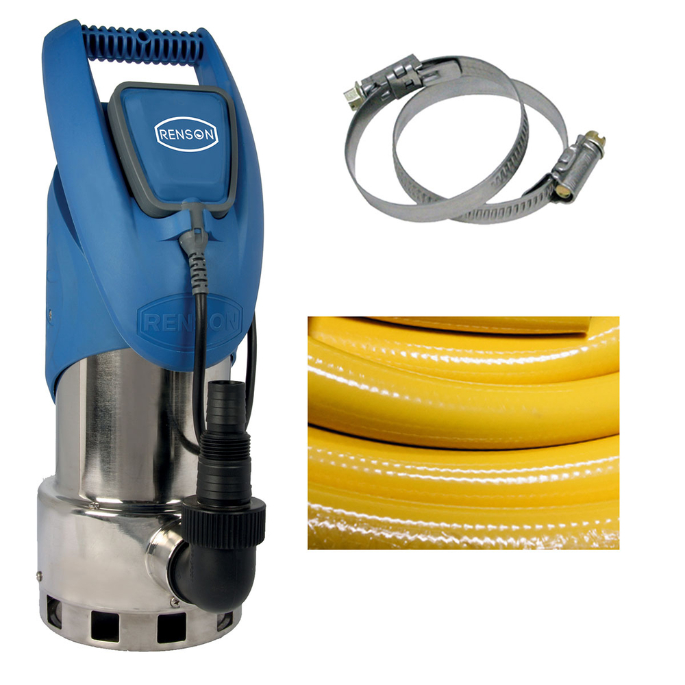 POMPE DE RELEVAGE 230V INOX 0,75KW + 10M TUYAU DIAMETRE 25 - RENSON - 164035