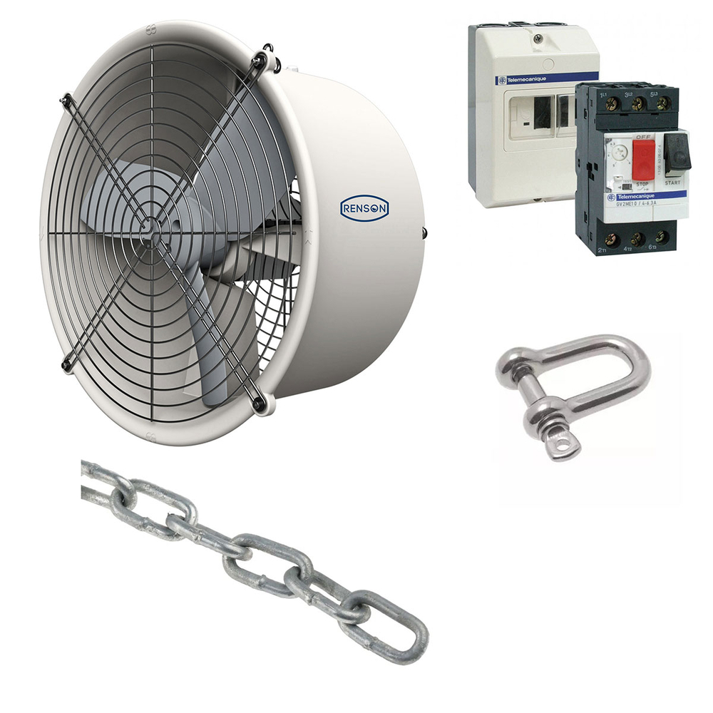 KIT VENTILATEUR TRIPHASÉ POUR SALLE DE TRAITE - RENSON - 812609