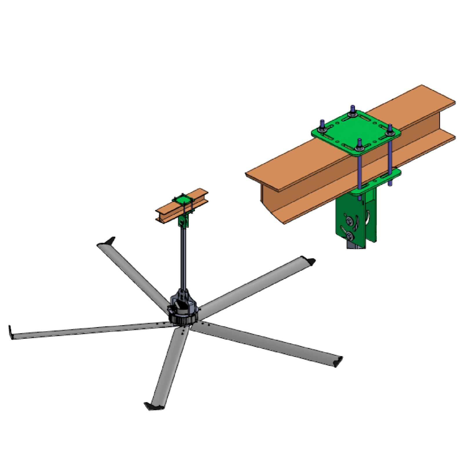 Set de Fixation Pour brasseur sous charpente métallique RENSON - 815378