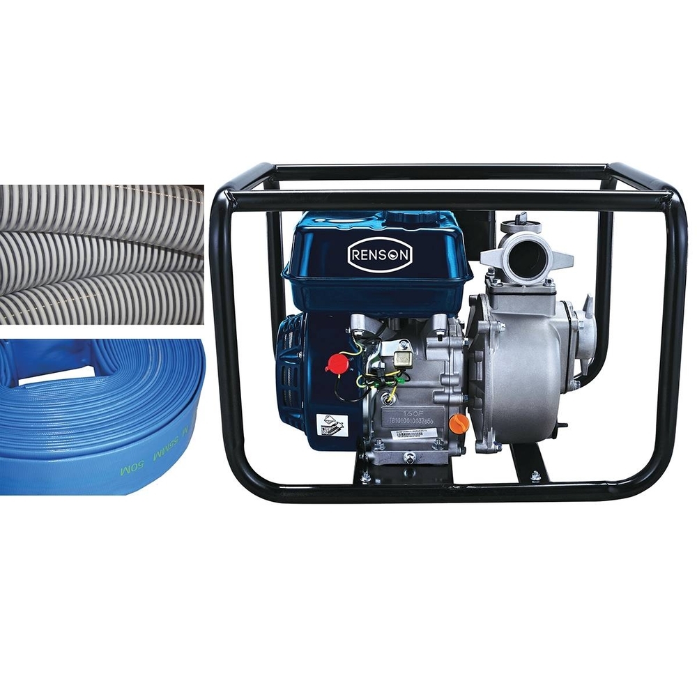 MOTOPOMPE EAUX CLAIRES 30M3/H AVEC FLEXIBLES ASPI ET REFOUL - RENSON - 817492