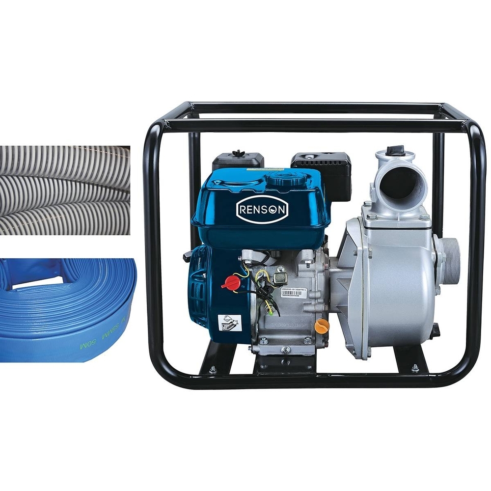 MOTOPOMPE EAUX CLAIRES 60M3/H AVEC FLEXIBLES ASPI ET REFOUL - RENSON - 817493