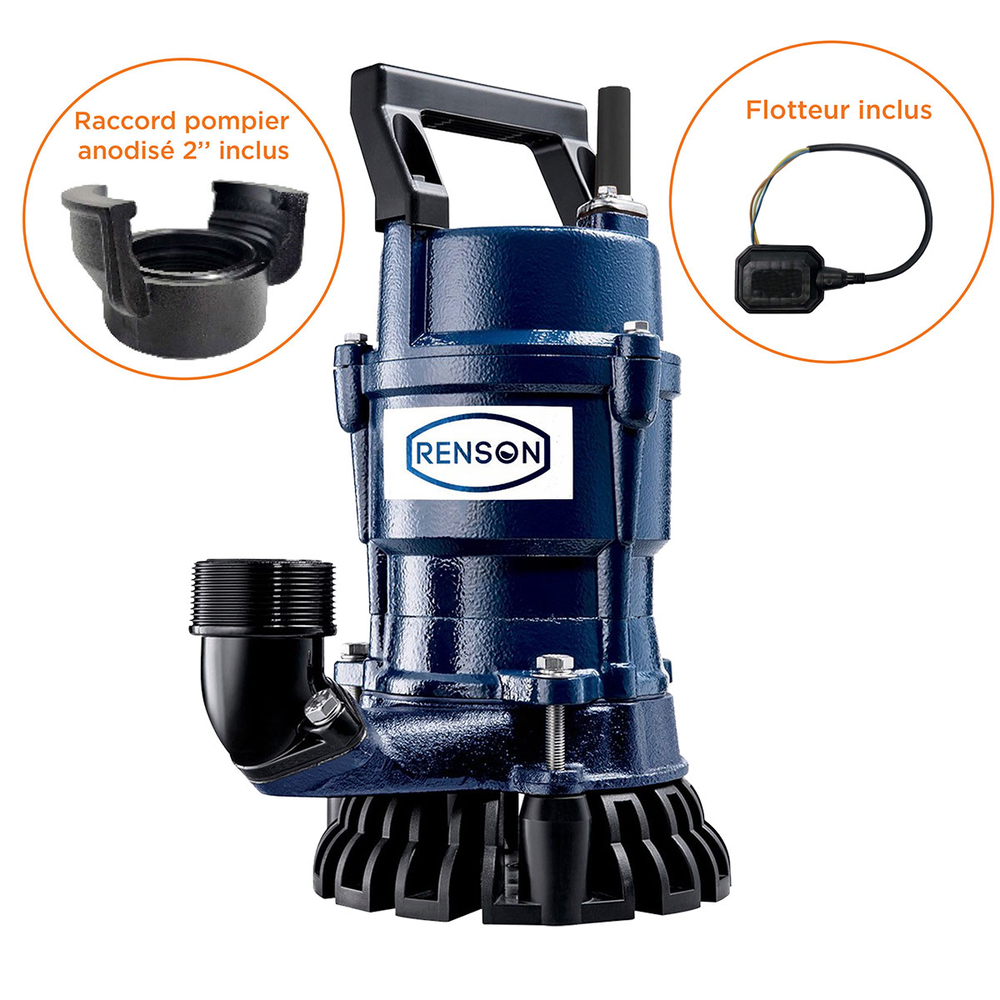 POMPE DE CHANTIER MONOPHASEE FONTE 0,4KW 225L/MIN DN50 - RENSON - 818350