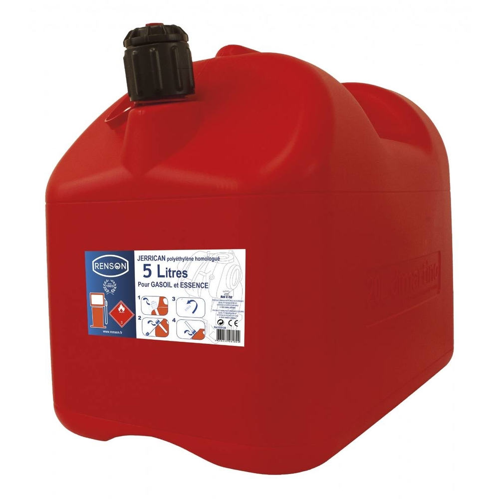 JERRICAN PLASTIQUE 5L AVEC BEC ANTI-GOUTTE RENSON - 935105