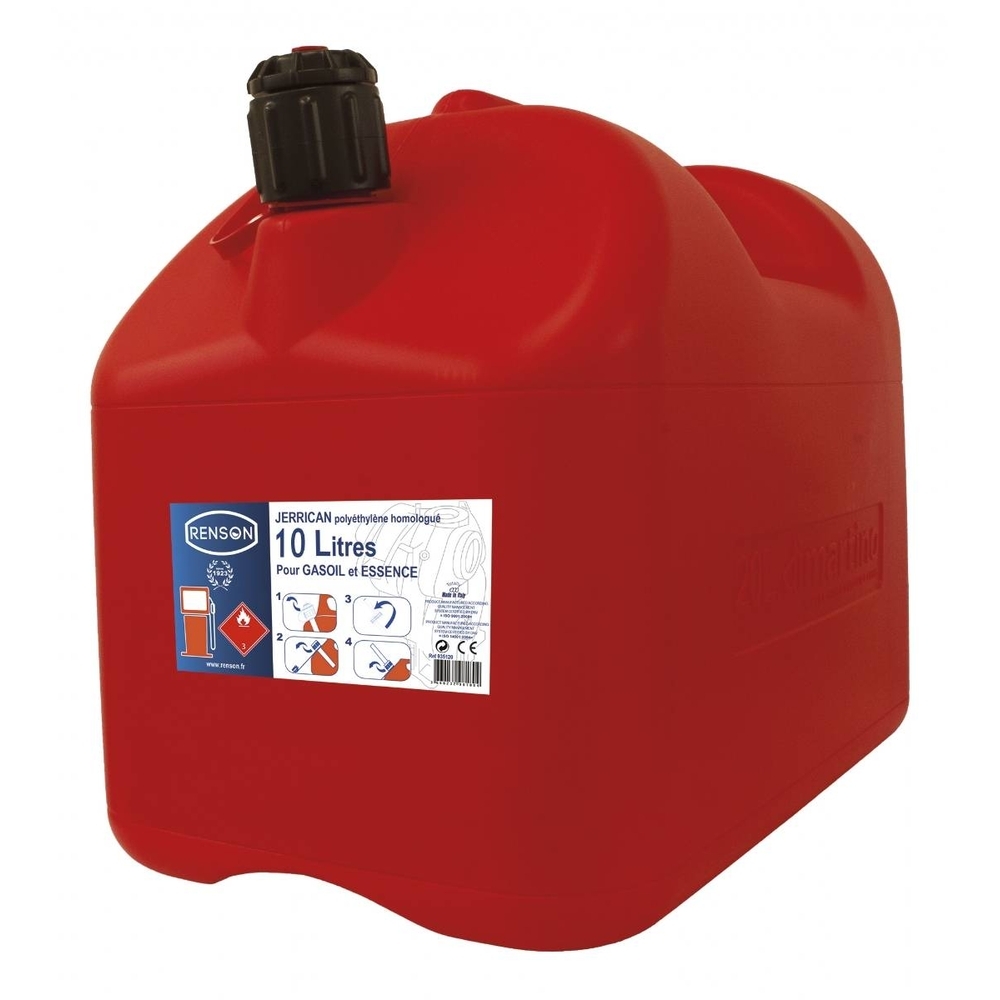 JERRICAN PLASTIQUE 10L AVEC BEC ANTI-GOUTTE - RENSON - 935110