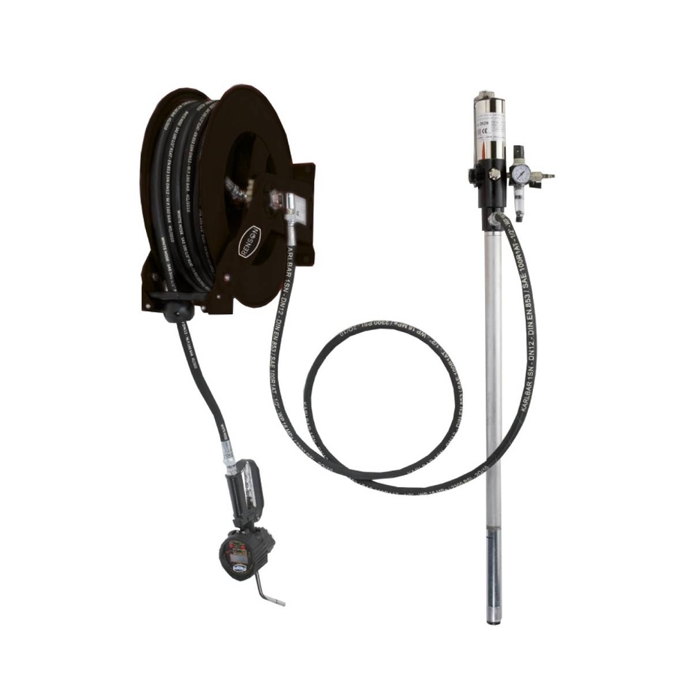 KIT TRANSFERT MURAL HUILE 3:1 POUR FÛT 200L + ENROULEUR 15M - RENSON - 970333