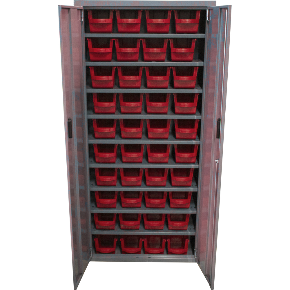 Armoire 2 portes 9 tablettes  40 bacs 4L rouge VISO - AP40PA03R