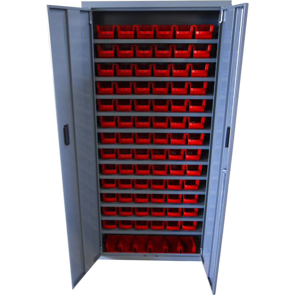 Armoire 2 portes 13 tablettes 84 bacs rouges 1L VISO - AP84PA02R