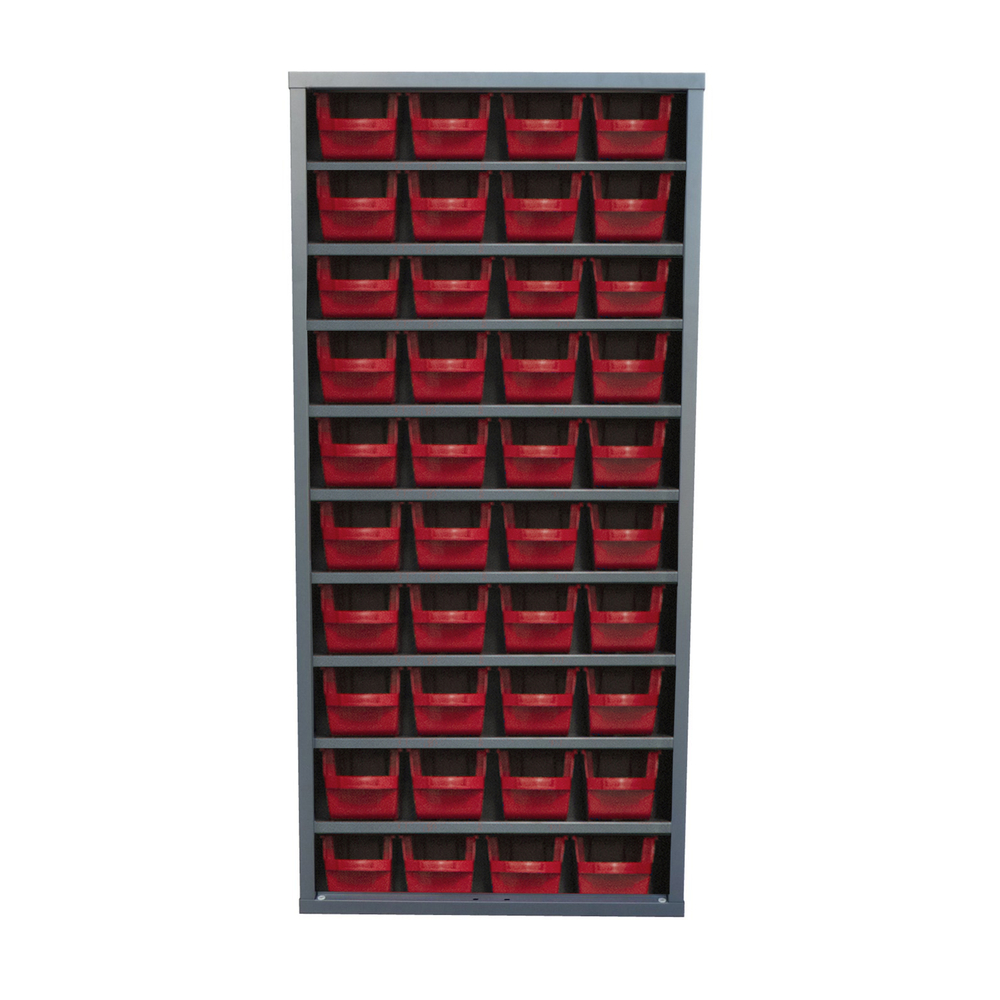 Armoire sans porte 9 tablettes 40 bacs 4L rouge VISO - ASP40PA03R