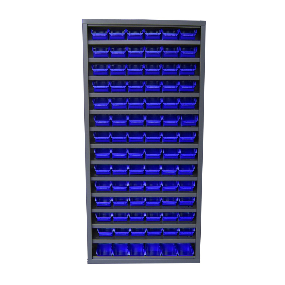 Armoire sans porte 13 tablettes 84 bacs 1L bleu VISO - ASP84PA02