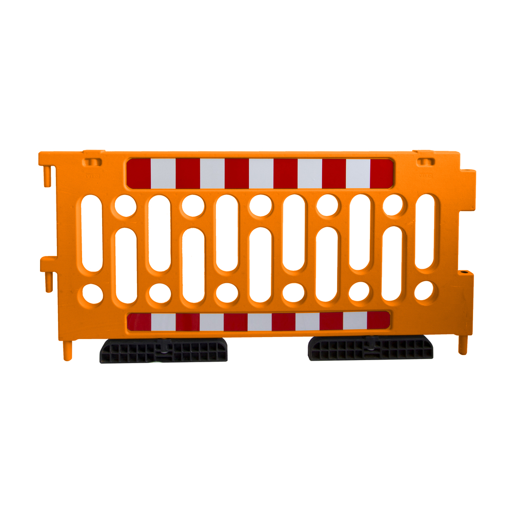 Barrière police polypropylène avec pieds et bandes réfléchissantes  Orange VISO - BAR2020OR