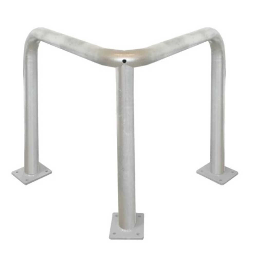 Barrière de protection d'angle acier galvanisé avec platine tube Ø76mm  VISO - BARA6066GAL
