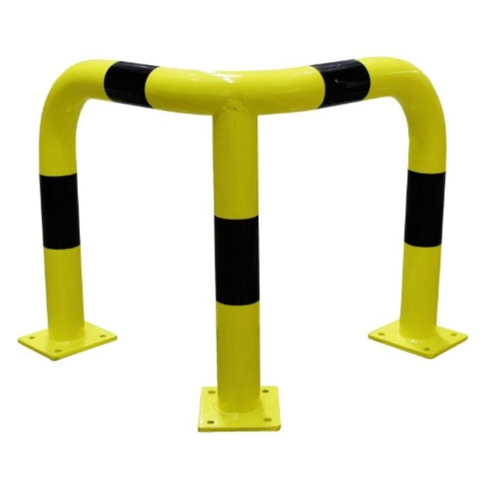 Barrière de protection d'angle acier avec platine tube Ø76mm noir/jaune VISO - BARA6066NJ