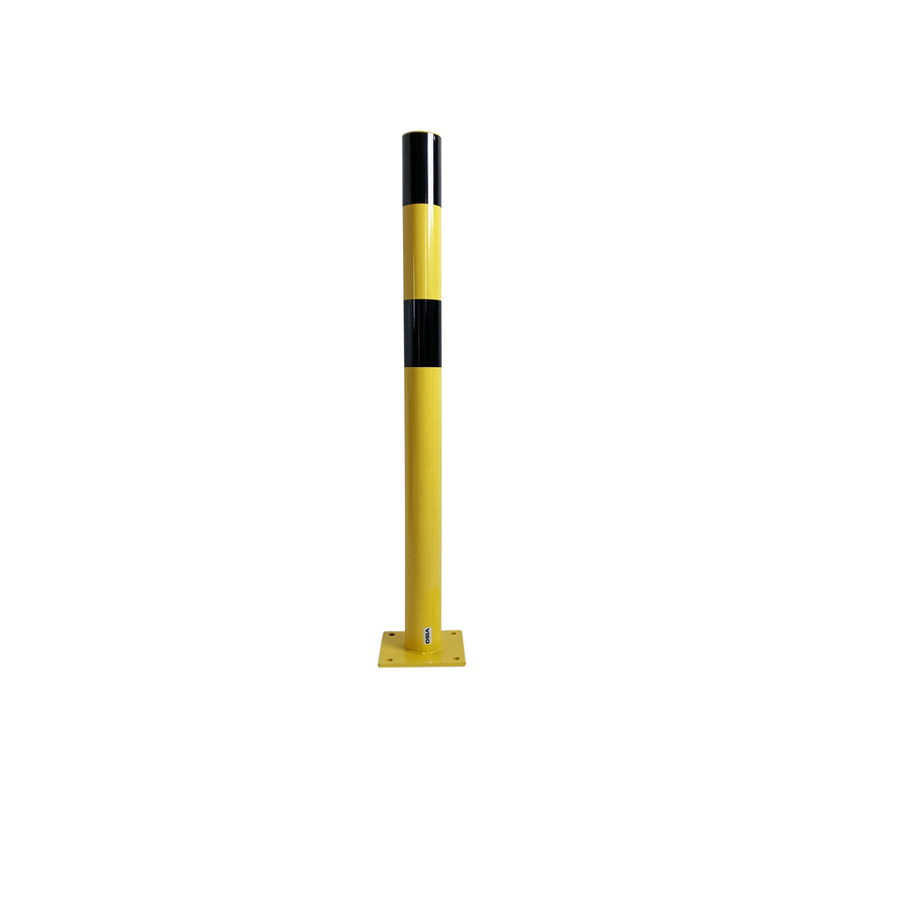 Poteau de protection acier avec platine tube Ø 90mm noir/jaune  VISO - POT90NJ