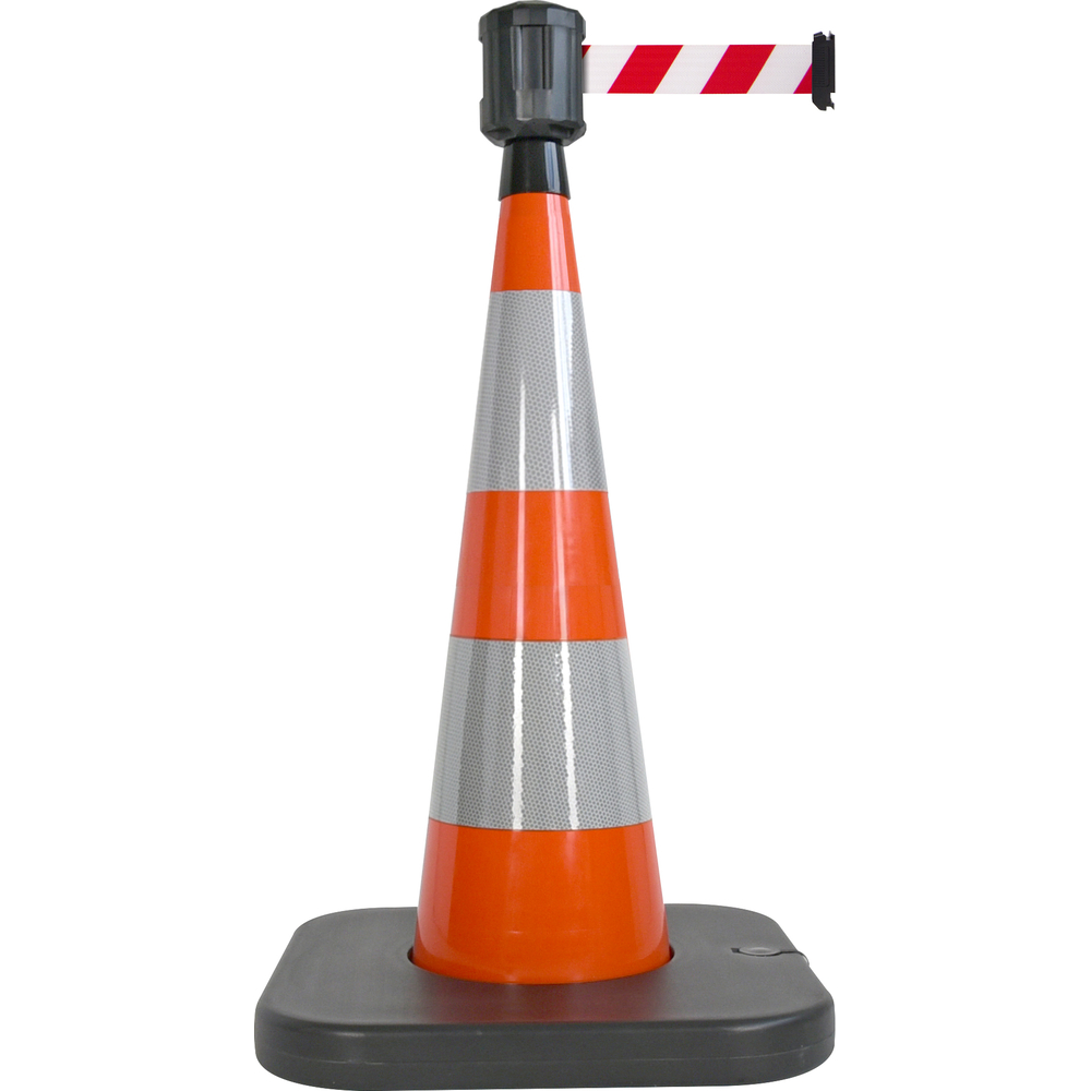 Cone lesté orange avec base à lester et boitier étanche sangle 4M Rouge/Blanc VISO - RCX104RB