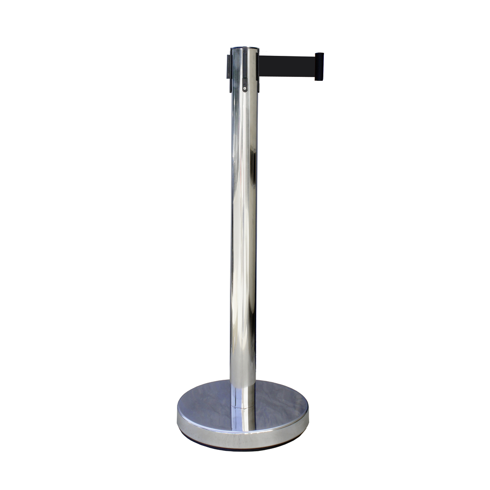Poteau éco inox sangle noire 3m VISO - RECO2SRBK