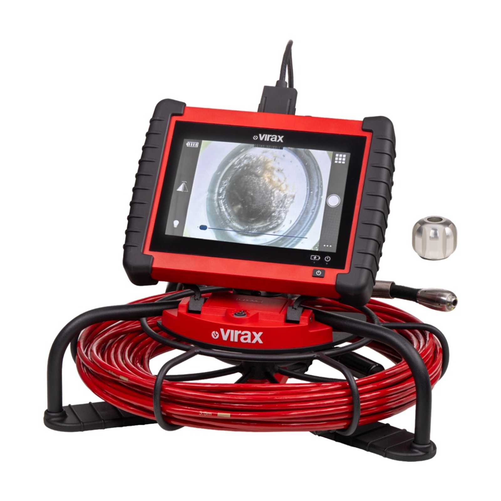 Caméra inspection VIRAX tête ø 20 mm câble 22 m + boule de guidage Mini Visioval 294160