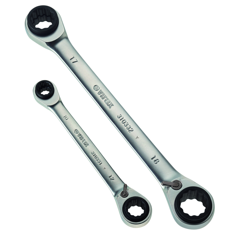 Jeu de 2 cles a cliquet 4 en 1 en etui VIRAX - 310330