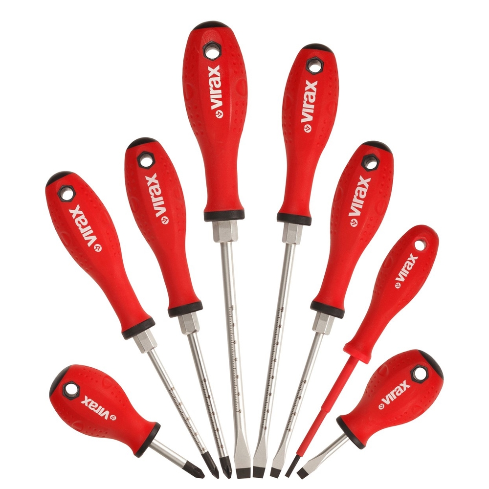 Jeu de 8 tournevis magnetiques en etui VIRAX - 341820