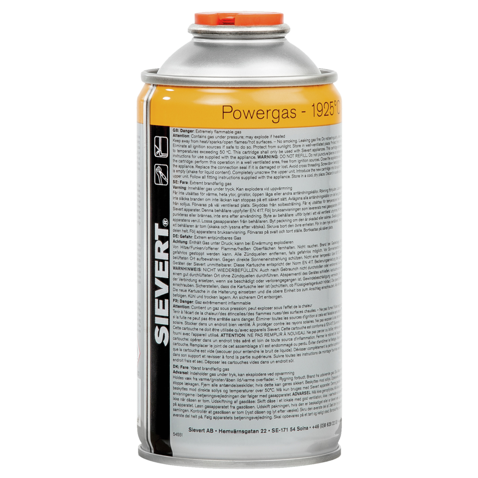 Cartouche powergas 1925° eu, 300ml SIEVERT - SI220383