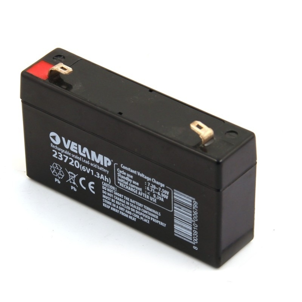 Batterie plomb rechargeable 6V 1,3Ah avec connexions Faston F1  - VELAMP - 23720