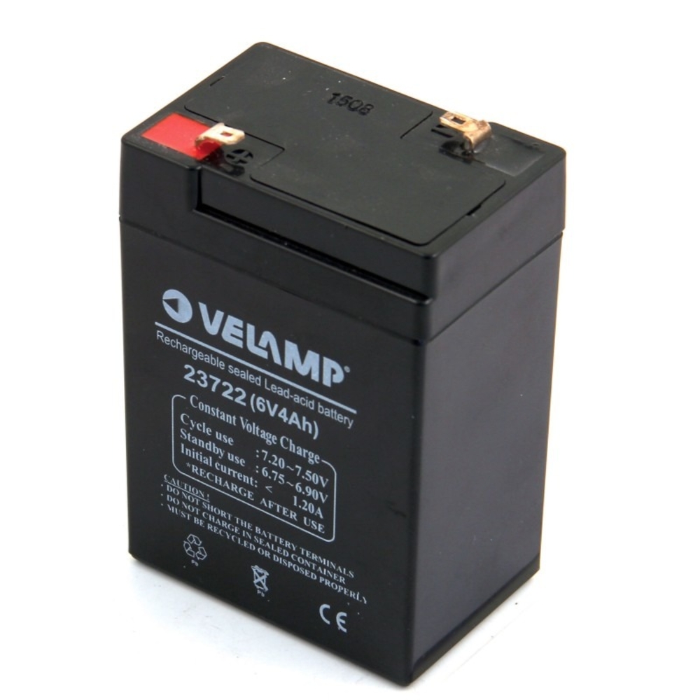 Batterie plomb rechargeable 6V 4Ah avec connexions Faston F1 - VELAMP - 23722