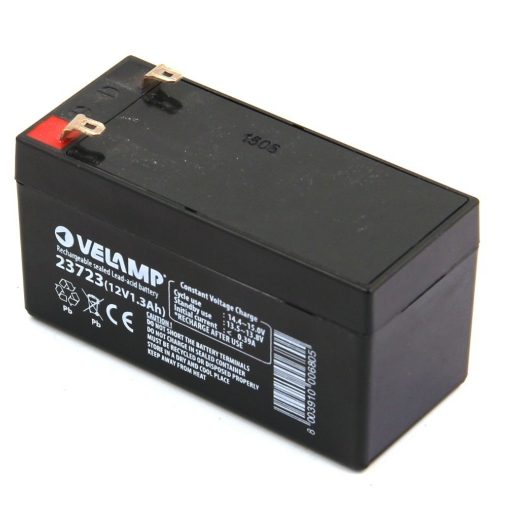 Batterie plomb rechargeable 12V 1,3Ah avec connexions Faston F1 - VELAMP - 23723