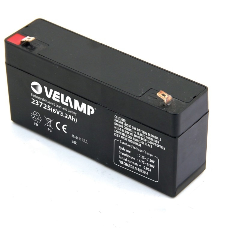 Batterie plomb rechargeable 6V 3,2Ah avec connexions Faston F1 - VELAMP - 23725
